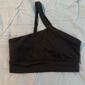 PINK Victoria's Secret Black Relay One-Shoulder Sports Bra